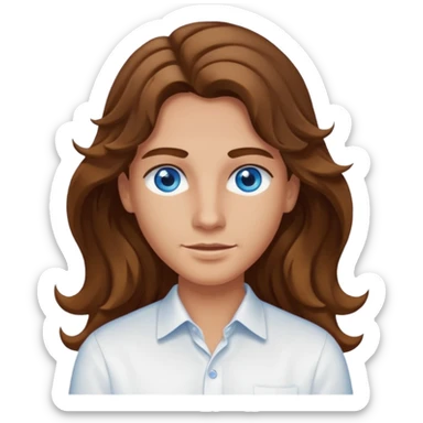 Extra Long wavy hair, brown hair, blue eyes Caucasian not young sexy sticker