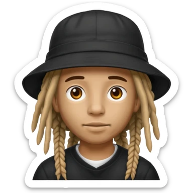 dreadlocks Street artist with black bucket hat sticker