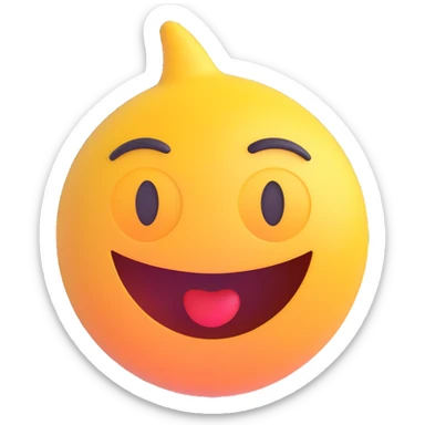 jazzy emoji, energetic, a bit weird but charming, 3D effect, shiny finish sticker