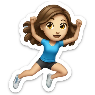 Trampoline park kid girl with brown hair abd blue eyes jumping  sticker
