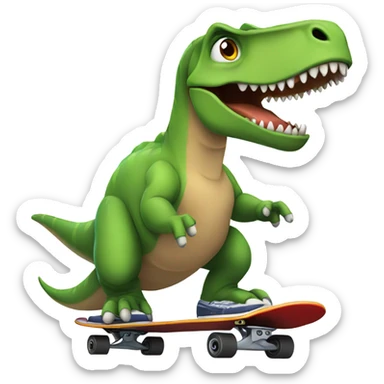 Dinosaur on skateboard ￼ sticker