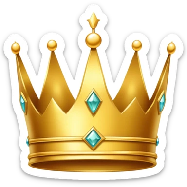 A simple, cartoon-style golden crown with minimal details, floating on its own and slightly sparkling to convey a premium, regal feel. sticker
