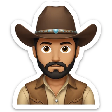 Cowboy with dark hair, dark eyes, dark beard sticker