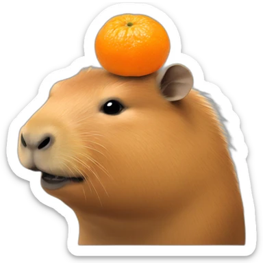 capybara with mandarin orange on its head sticker