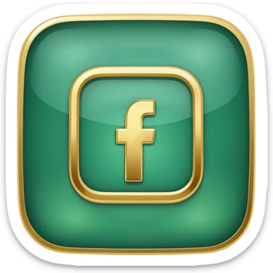 Jade and gold style rounded square Facebook icon button sticker