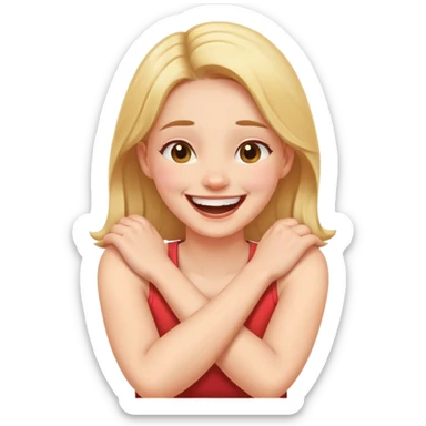 Arms crossed holding neck laughing girl sticker