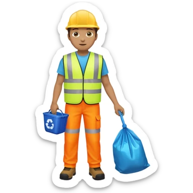 waste-management, neon safety vest, trash picker, cleaning up trash, full body sticker
