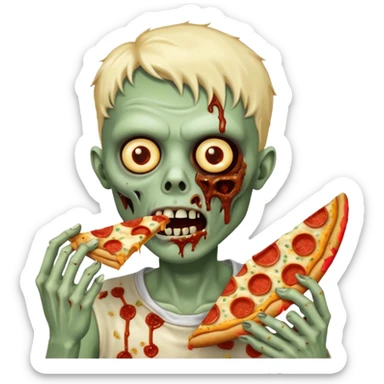 zombie eating pizza slice sticker