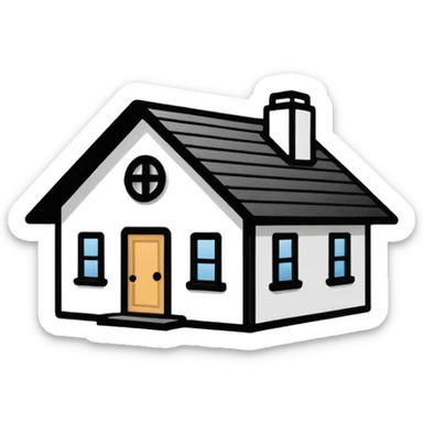 Ultra minimal monoline icon of a house with a simple loop knot integrated into the roof’s line, single consistent stroke weight, vector icon style, pure black line on white, optimized for UI/SF Symbols, minimal detail, crisp edges sticker