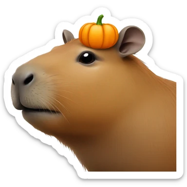 Capybara with pumpkin on head sticker