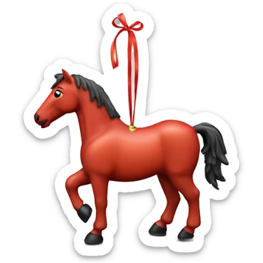 red New Year's horse toy for Christmas tree sticker