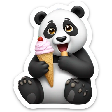 Panda eating ice cream sticker