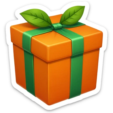 Caixa de presente nas cores laranja e verde  sticker