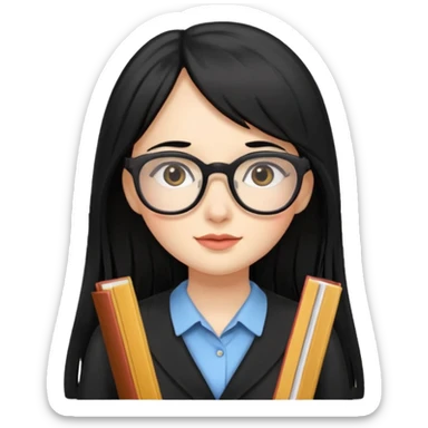 lecture girl with fringe long black color hair sticker