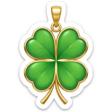 Lucky clover charm – green four-leaf clover, gold pendant sticker