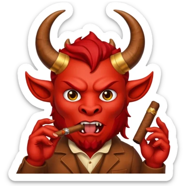 Emoji de diablo con sigarro en la boca sticker