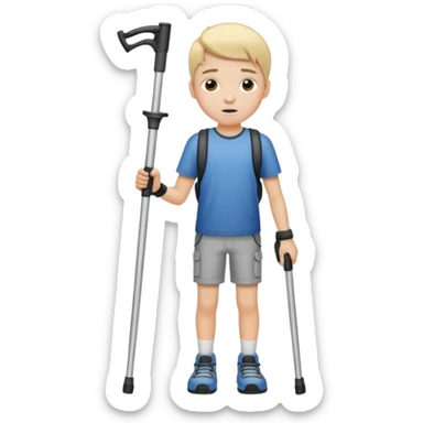 Boy with crutches sticker