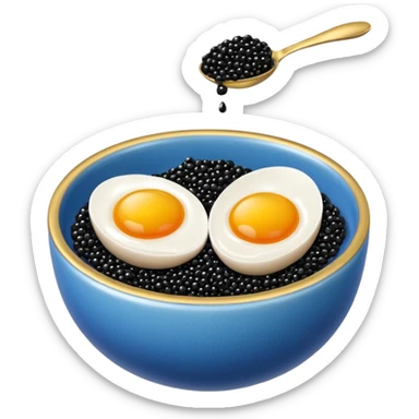 Cuenco azul y dorado con caviar sticker