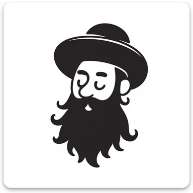 hand-drawn doodle of a Jewish Haredi man with black hat, beard, and payot, simple lines sticker