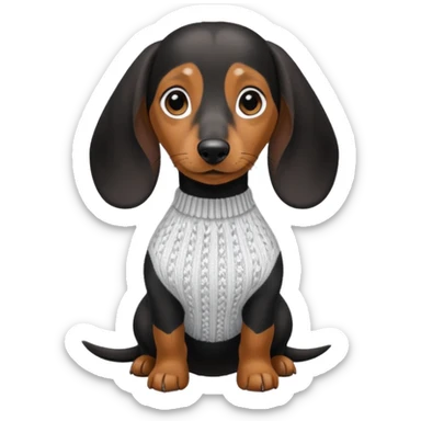 Bassotto ) in bianco e nero con vestitino in maglia sticker