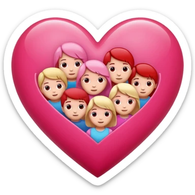 big heart with several small child figures inside sticker