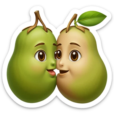 caricatured pistachio and pistachia, one kissing the other on the cheek, simple background, iOS emoji style sticker