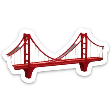 red bridge between mountains sticker