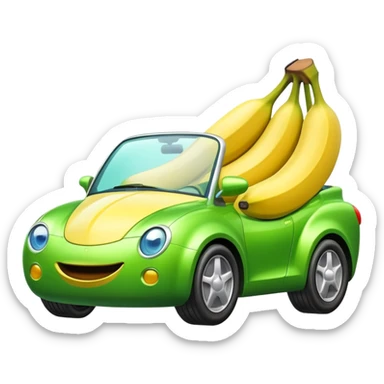 Banana car cartoon green screen  sticker