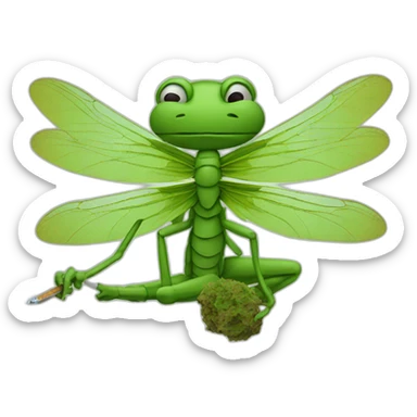 dude smoking weed on a big dragonfly sticker