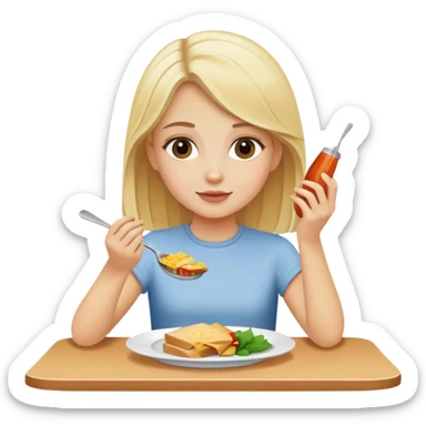 blonde girl having lunch sticker