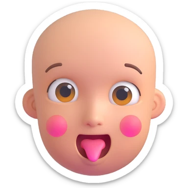 face emoji with no hair, cheeks blushing from alcohol, silly and tipsy expression sticker