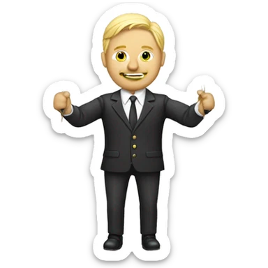 Blonde business man marionette strings sticker