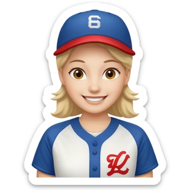 woman with white baseball jersey  sticker