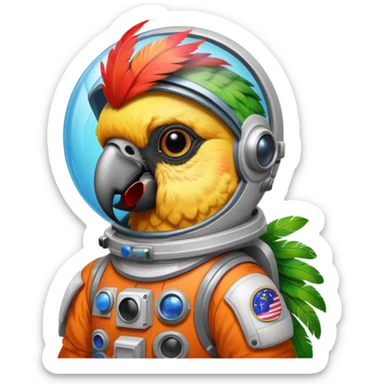 parrot with astronaut suit sticker