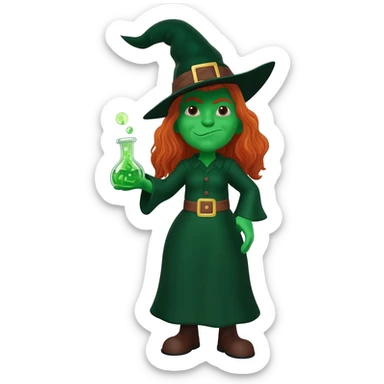 green witch cooking potion sticker
