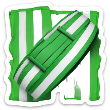 bjj belt green and white belt(white stripe horizontally through middle) with black tip with 2 white stripes  vertically through it sticker