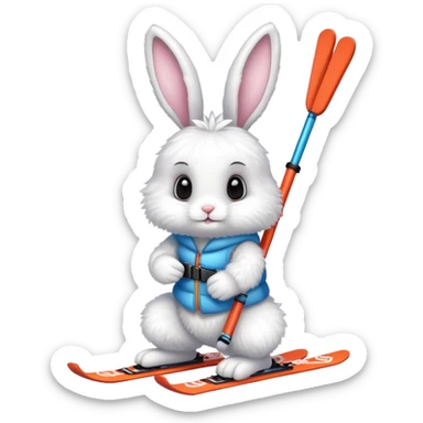Bunny with skis sticker