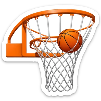 Basketball going through hoop net, viewed from above sticker