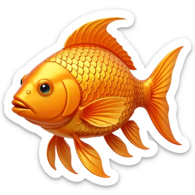 Bit gold orange fish taken from an old game, it has to swim in the water, it has to be 3D and have depth sticker