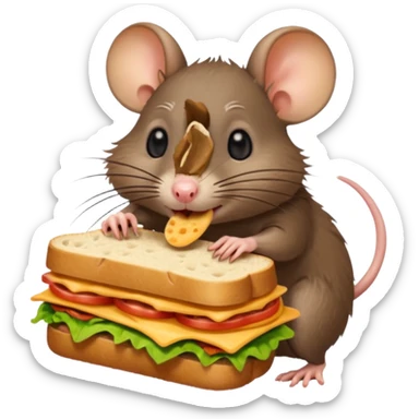 Rat eating sandwhich sticker