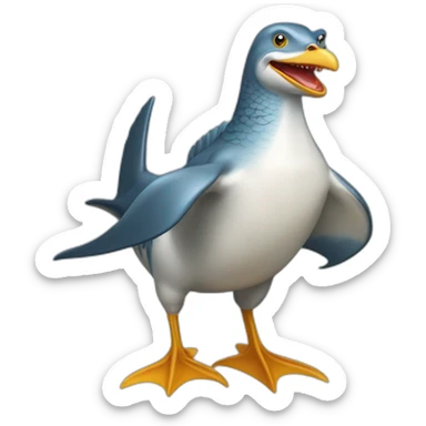 Poule sur un requin sticker