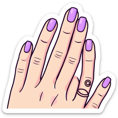 lilac pastel manicure with short nails sticker