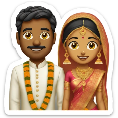 South Indian Tamil bride and bride groom sticker