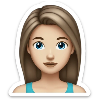 white girl brown hair blue eyes sticker