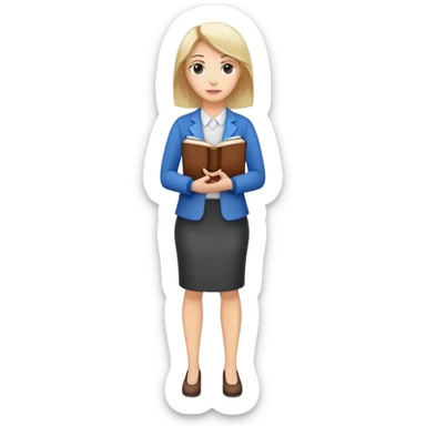full body female teacher standing with book sticker
