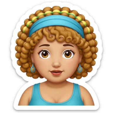 curly fat girl with headband sticker