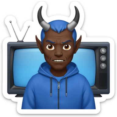 Vox the demon with a TV as his head wearing all blue sticker