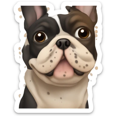 black french bulldog with light brown/tan dots for eyebrows  sticker