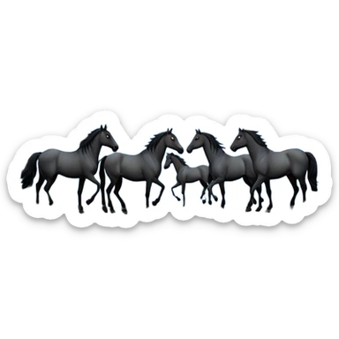 Hundred horses in the night forest with full moon in many stars sticker