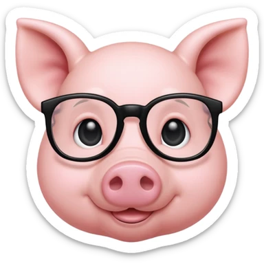 Piglet wearing black glasses  sticker